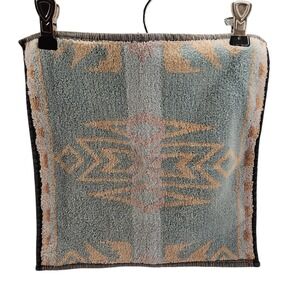 Cotton Aztec Print Wash Cloth‎ Pre Owned Vintage Turquoise Orange Pink No Tag